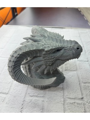Alvo Store Buğz 3D Ejderha Başı Heykeli Koleksiyonluk Dekoratif Figür 22X17 cm - Buğz