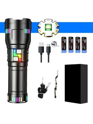 Alvo Store Buğz Pro F-3002 Alüminyum Tg LED Gece Şeritli Type-C Şarjlı El Feneri ( Buğz )