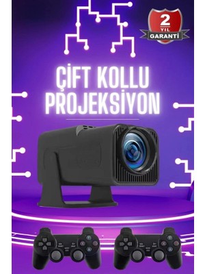 Alvo Store Buğz Çift Kollu Projeksiyon Taşınabilir Game Projektör Full Hd 1080P 4K Projeksiyon Gamepad - Buğz