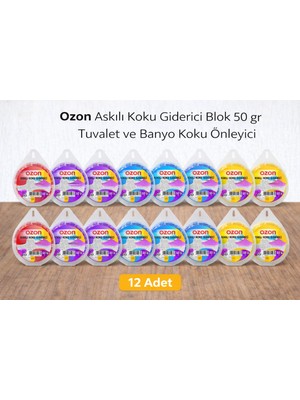 Alvo Store Buğz Ozon Askılı Koku Giderici Blok 50 gr Tuvalet ve Banyo Koku Önleyici 12 Adet