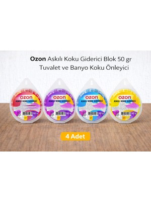 Alvo Store Buğz Ozon Askılı Koku Giderici Blok 50 gr Tuvalet ve Banyo Koku Önleyici 4 Adet