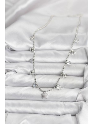 Alvo Store Buğz Pirinç Gümüş Renk Yıldız Model Kadın Kolye - Buğz