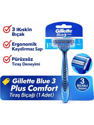 Alvo Store Buğz Jilet Blue 3 Plus Comfort Tıraş Bıçağı 1 Adet – 3 Bıçaklı Ergonomik Saplı Erkek Tıraş Bıçağı