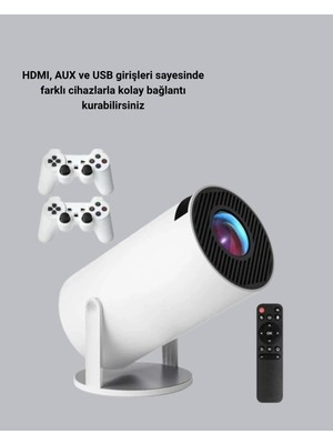 Alvo Store Buğz 4K Wi-Fi 6 Projeksiyon Cihazı – 10.000+ Oyun Desteği, Kablosuz Bağlantı ve Çoklu Giriş Portları - Buğz