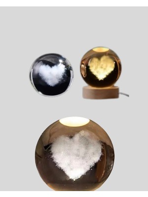 Alvo Store Buğz Romantik Kalpli Kristal Cam Küre Usb’li Işıklı Dekoratif Obje - Buğz