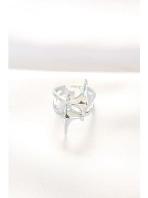 Alvo Store Buğz Yıldız Model Silver Renk Ayarlanabilir Yüzük - Buğz