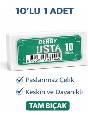 Alvo Store Buğz Derby Usta Çift Taraflı Jilet Tam Bıçak Berber Jileti 10LU 1 Paket