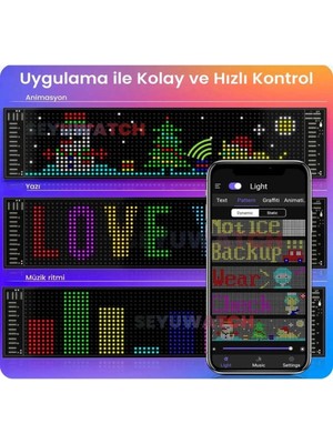 Alvo Store Buğz LED Panel Cama Yapışan Telefon Kontrollü LED Ekran Panel 16*64 LED Sayısı - Buğz
