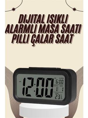 Alvo Store Buğz Dijital Masa Saati Termometreli Takvim Çalar Saat LED Ekran Pilli - Buğz