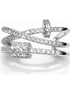 Angelovia Zirkon Taşlı Çapraz Çelik Kadın Yüzük