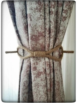 Alvo Store Buğz 6 Adet Perde Tokası Perde Mandalı Perde Askı Aparatı Jüt Halat Şıklığında Perde Aksesuar