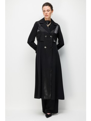 Esswaap Apolet Detaylı Şık Trenç  Siyah