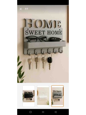 Hızarcıoğlu iç ve dış ticaret Hızarcıoğlu 3D Baskı Home Sweet Home Duvar Anahtarlık ve Eşya Rafı