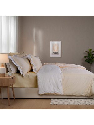 Sarev Eftelya Sarı King Size (Battal Boy) %100 Pamuk Nevresim Takımı