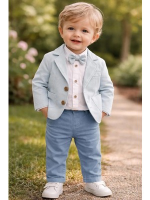 Lina Baby Bloomm Erkek Bebek Mavi Ceketli Papyonlu Şık Takım