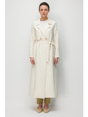 Esswaap Kapitone Dokulu Trenç  Ekru