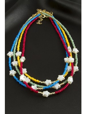 Zero Land Ozdestor Yıldız Inci Kum Boncuk Kolye-Bordo