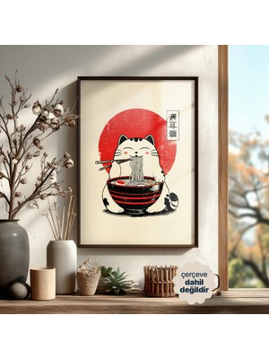 Persona Istanbul Artificial Collection "ramen Neko" - Vintage Japon Pop-Art Poster (Çerçevesiz)