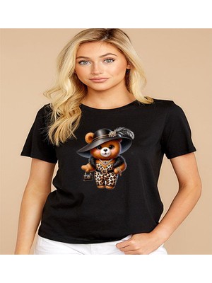 ÇARŞI47 Kadın Tişört Yuvarlak Yaka Dıgıtal Baskılı T-Shirt 3D Baskı Kalitesi