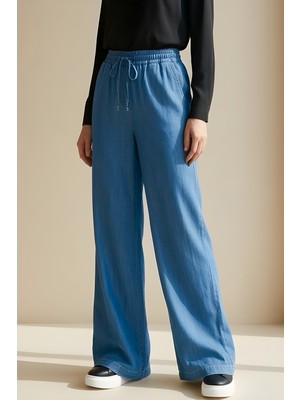 İmaj Butik Açık Mavi Bel Lastikli Salaş Kot Pantolon