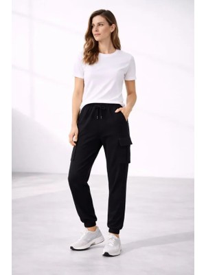 Munn Collection Jogger Eşofman Altı Rahat Kalıp, Kargo Cepli, Lastikli Paça, Günlük Spor Pantolon - Siyah