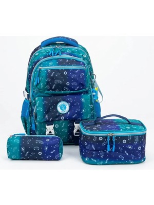 Benitto Kids Relaxion 3'lü Set Aksesuarlı Erkek Çocuk Ilkokul Çantası Kalemlikli Beslenme Çantalı Sırt Çantası