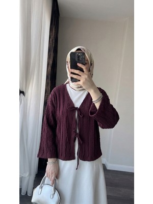 Miostil Pileli Ön Iki Bağlamalı Tunik-Bordo