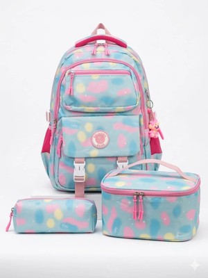 Benitto Kids Relaxion 3'lü Set Aksesuarlı Kız Çocuk Ilkokul Çantası Kalemlikli Beslenme Çantalı Sırt Çantası