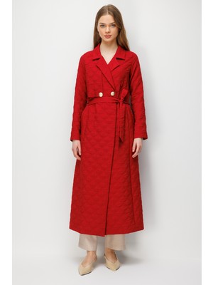 Esswaap Kapitone Dokulu Trenç  Kırmızı