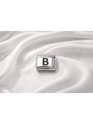 Alvo Store Buğz Nomination Uyumlu B Harfi Charm – Çelik Harfli Bileklik Aksesuarı , Kişiye Özel Modüler Takı
