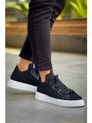 Roof Atelier Erkek Siyah Triko Bağcıklı Spor Ayakkabı - 2423 - Tbt