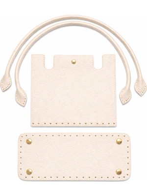 Memur Çanta Krem Örgü Kiti Kapak,taban, Penguen Askı 25X21CM