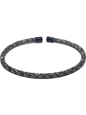 JTSS26BLK1722 Paslanmaz Çelik Bilezik Hakiki Deri Kaplama Garantili Janti Bileklik