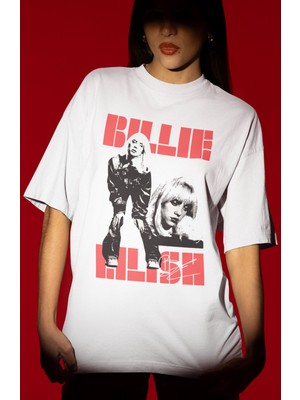 Sevbano Tasarım Billie Eilish Şarkıcı Baskılı Unisex Oversize Tişört