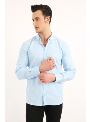 buğrahayalin Erkek Günlük Armür Desenli Likralı Gömlek