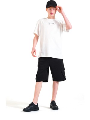 Queen Kids 8266 Erkek Çocuk Double Face Şort Siyah