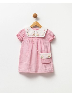 Minipodyum Kız Bebek Bebe Yakalı Çantalı Elbise