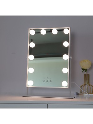 Özbience 3 Renk LED Makyaj Aynası, Dokunmatik, 360° Dönebilen, Metal Çerçeveli