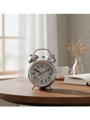 Melinee Yuvarlak Masa Çalar Saat ( Metal Kasa Krom ) ( Pilli & Işıklı ) ( Çap: 8.cm )