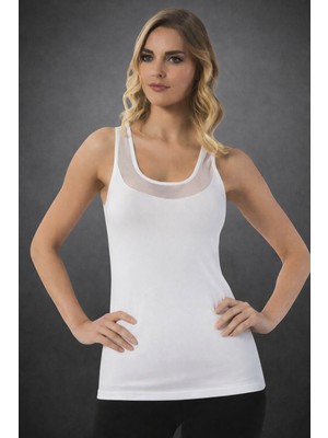 Hmd Kadın Beyaz Pamuklu Likralı Atlet – Nefes Alabilir Rahat Günlük Kullanım