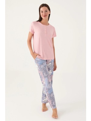 Pierre Cardin 8801-X Leaf Yarım Kollu Battal Büyük Beden Pijama Takım