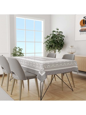 Güzel Mağaza Gri Kanaviçe Desen Dertsiz Şantuk Kumaş Dijital Baskı Dikdörtgen Masa Örtüsü