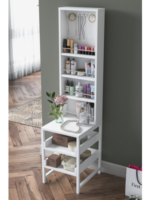 Özbience Beyaz Rani BJ147 Makyaj Masası ve Takı Düzenleyici, Şık ve Fonksiyonel