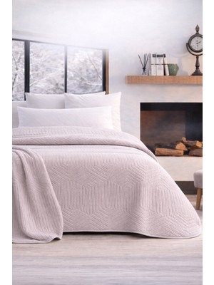 Özdilek Prestige Kalın Embos Çift Kişilik Battaniye (220X240)-KRISTAL Gri Yeni (Pembemsi)