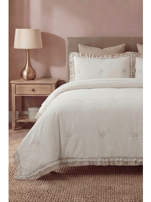 Anılsan Parla Çift Kişilik Yatak Örtüsü Takımı - Krem