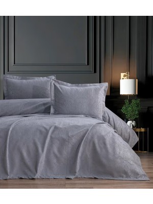 Bella Home Aren Nakışlı 3 Parça Çift Kişilik Pike Yatak Örtüsü Takımı %100 Organik Pamuk - Yeni Renkler