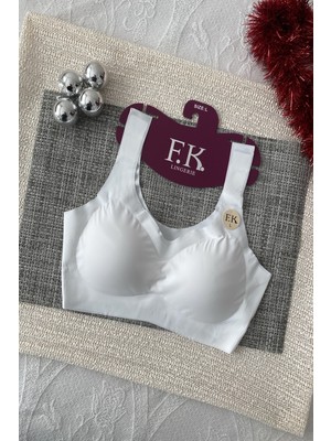 F.k Lazer Kesim Çıkarılabilir Pedli Seamless Bralet Sütyen Beyaz