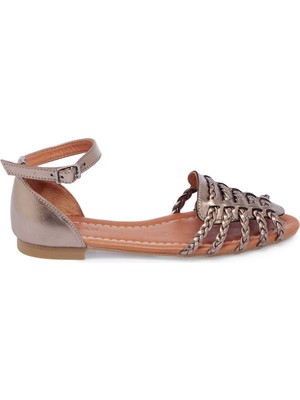 Tergan Platin Hakiki Deri Kadın Sandalet - K25Y1SN67955-O1U