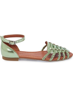 Tergan Yeşil Hakiki Deri Kadın Sandalet - K25Y1SN67955-G81