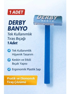 VeraGlobe Buğz Derby Banyo Tek Kullanımlık Tıraş Bıçağı 1 Adet Plastik Saplı Pratik Tıraş Jileti
